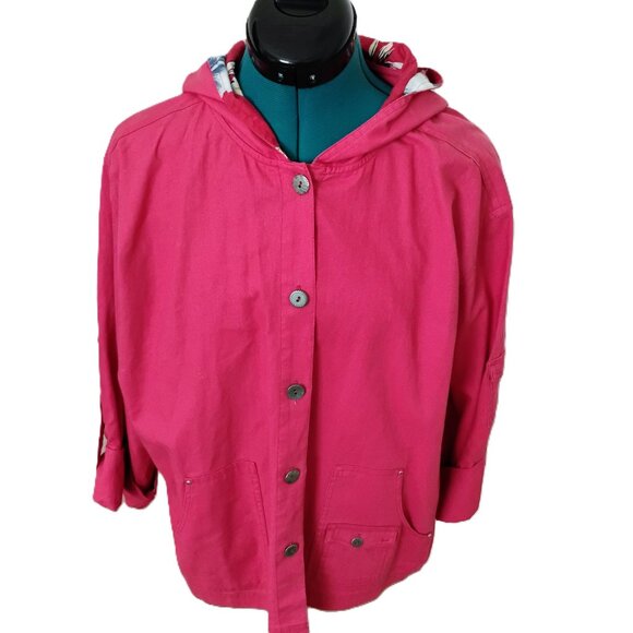 Oleg Cassini Button-up Hooded Jacket Three Pockets Button up Sleeves - Picture 2 of 12